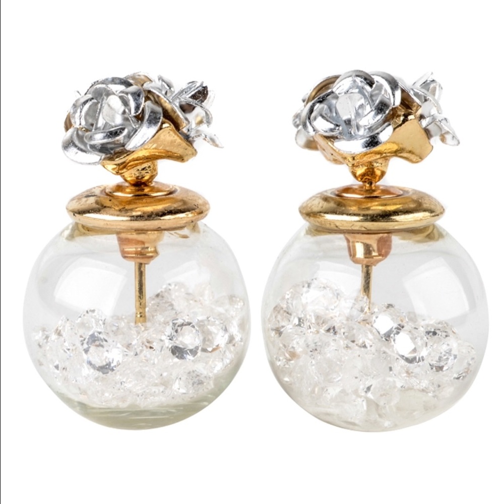 Korean fashion double sided stud earrings 💕🎀
