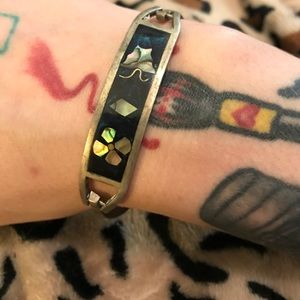 Vintage authentic Alpaca Stone Inlay Bracelet