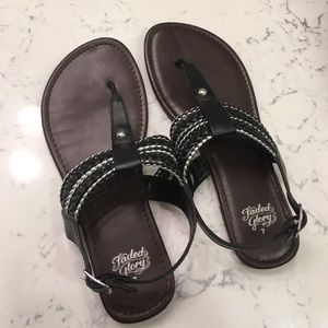 Black Sandals with Silver Detail