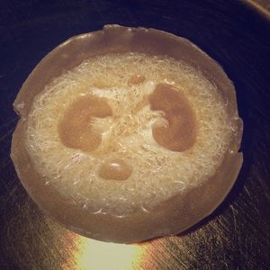 24k gold homemade soap with loofah inside.