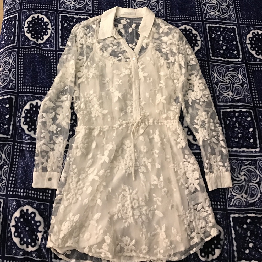 Piperlime Collection. White Floral Lace Shirtdress