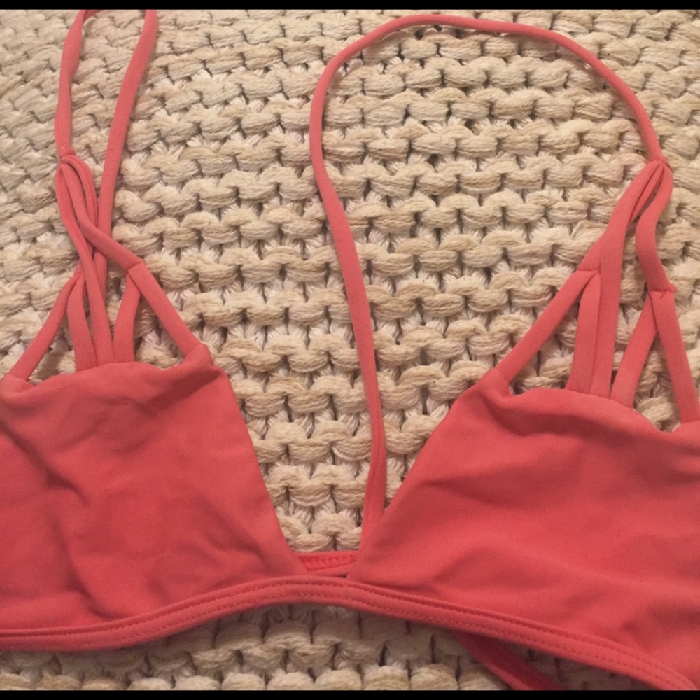 Pink acacia bikini top