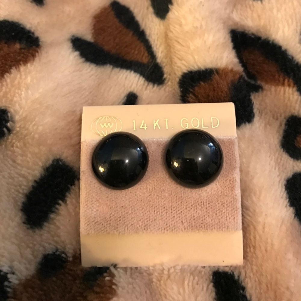 Round black earrings