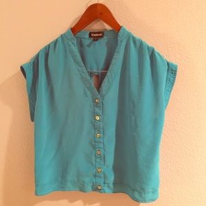 Bebe silk turquoise top