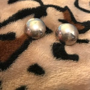 Round silver clip on earrings