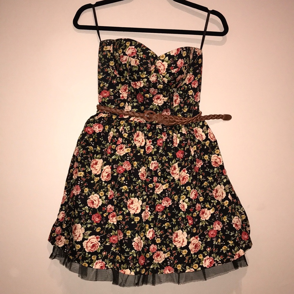 Strapless Floral Dress