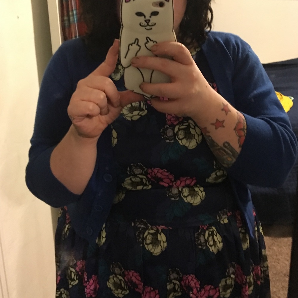 Modcloth royal blue crop cardigan