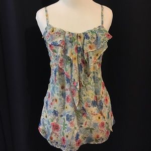 Floral ruffle tank top