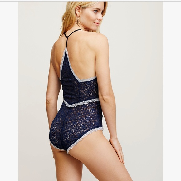 Free People Intimates "Be My Babe" Navy Bodysuit - Picture 2 of 6