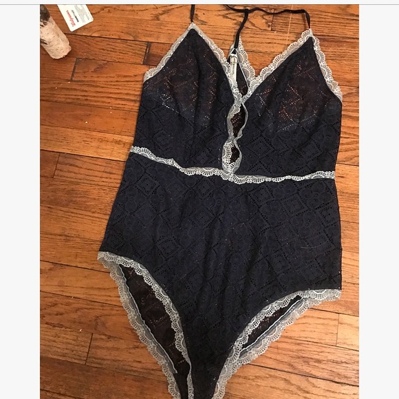 Free People Intimates "Be My Babe" Navy Bodysuit - Picture 3 of 6