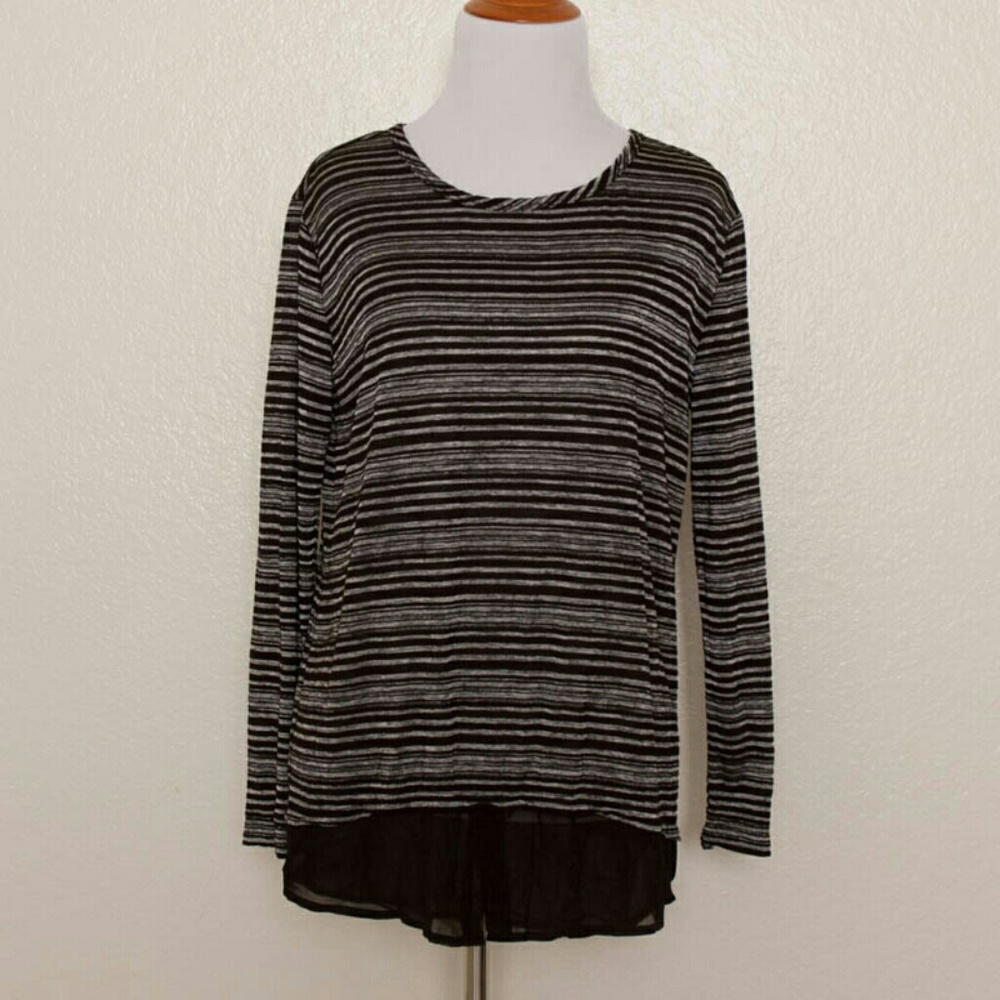 Vince Camuto Striped Chiffon Hem Top