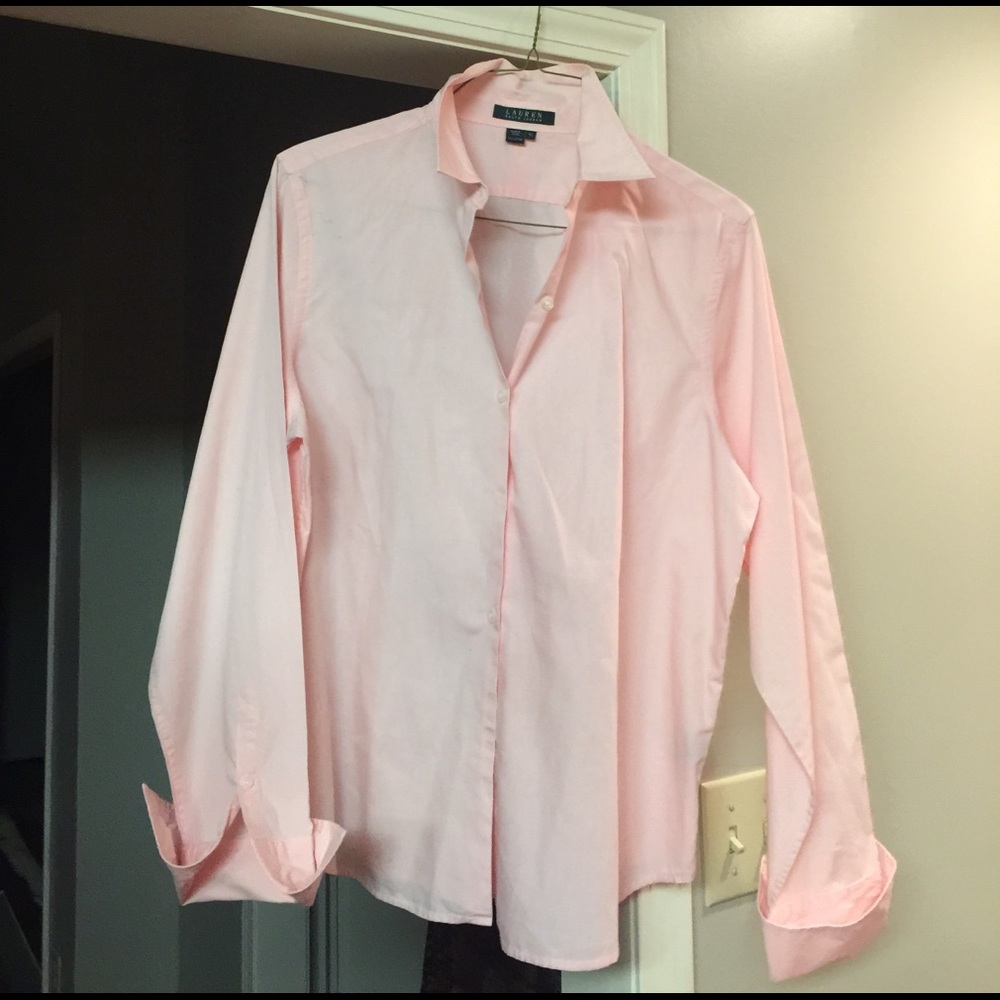 Pink 100% cotton Ralph Lauren French cuff shirt.