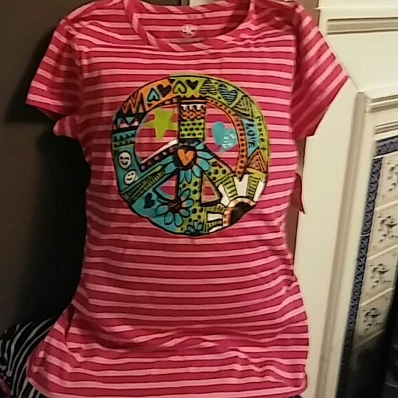 Striped "Peace & Love" Tee - Picture 1 of 1
