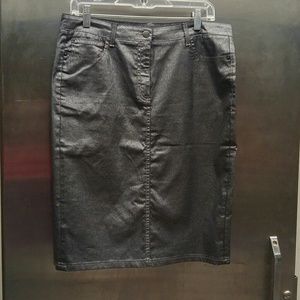 Boden Metallic silver pencil skirt