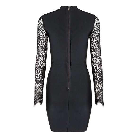 Lace Sleeve Choker Bandage Mini Dress #819 - Picture 2 of 3