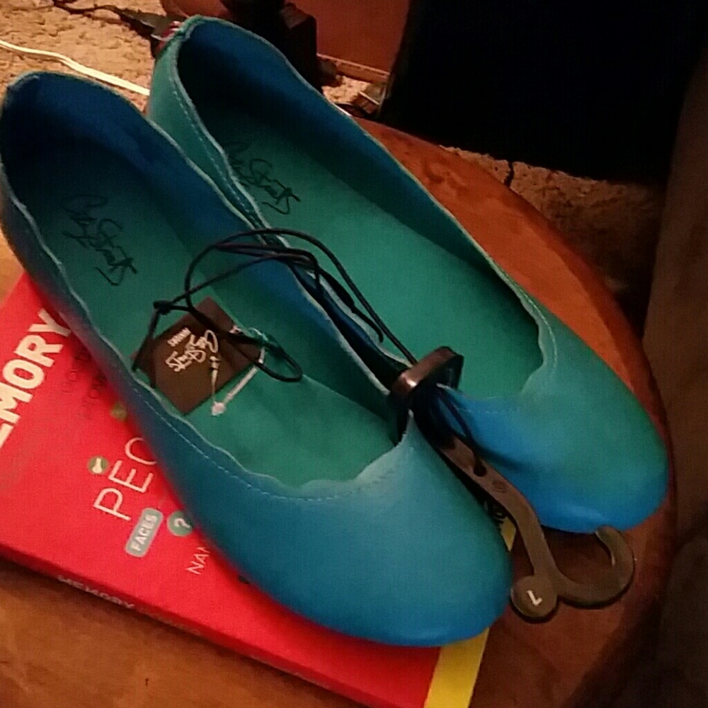 TEAL BABYDOLL FLATS NWT