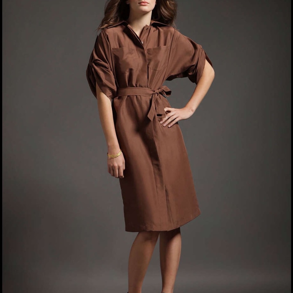 Vintage Halston Washed Silk Shirt Dress