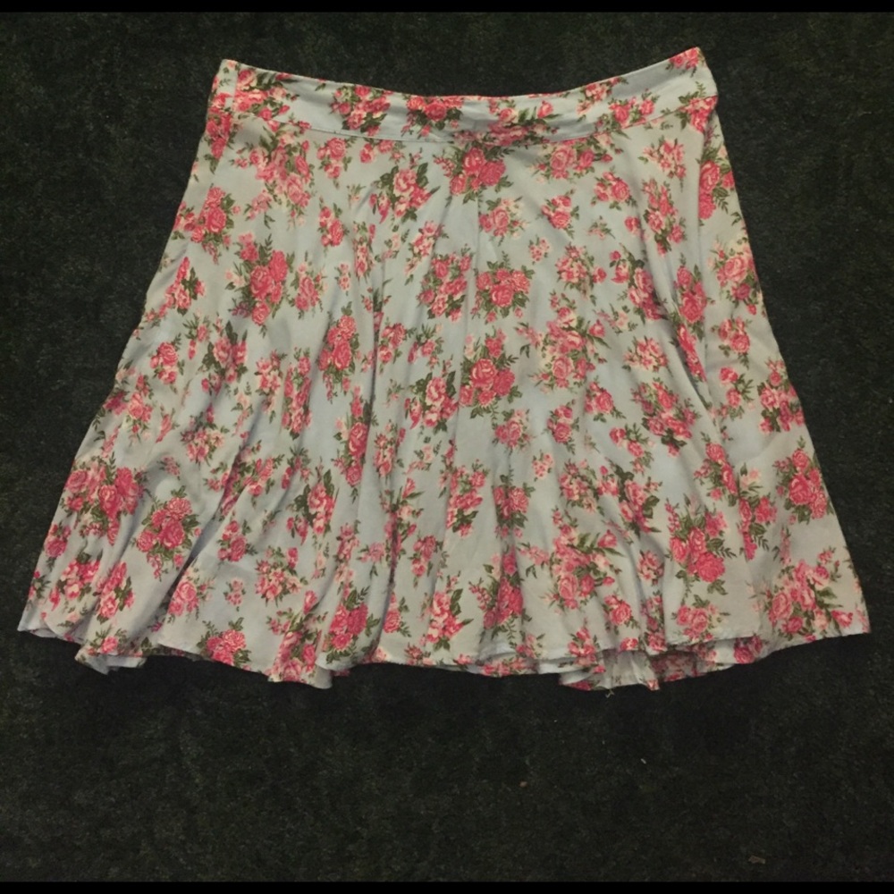 Blue and pink floral mini skirt
