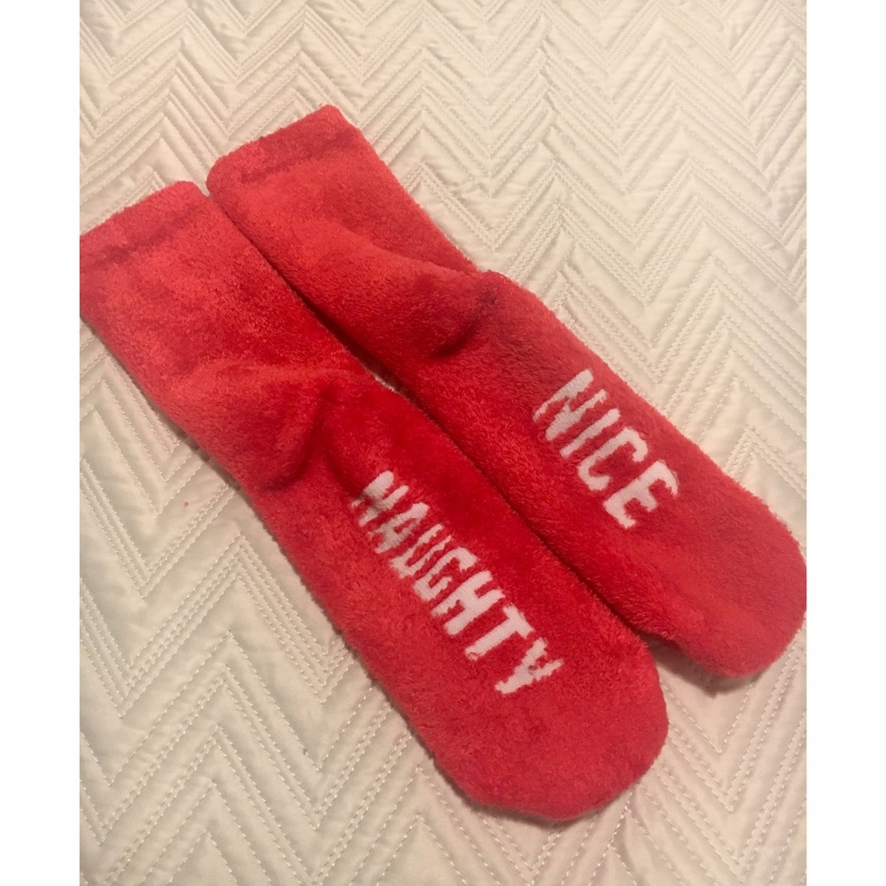 PINK Holiday Fuzzy Socks