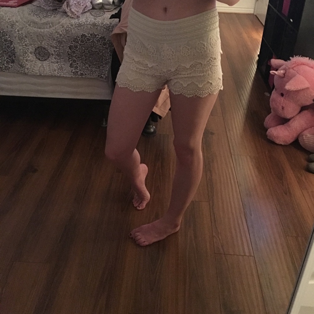 White lace shorts