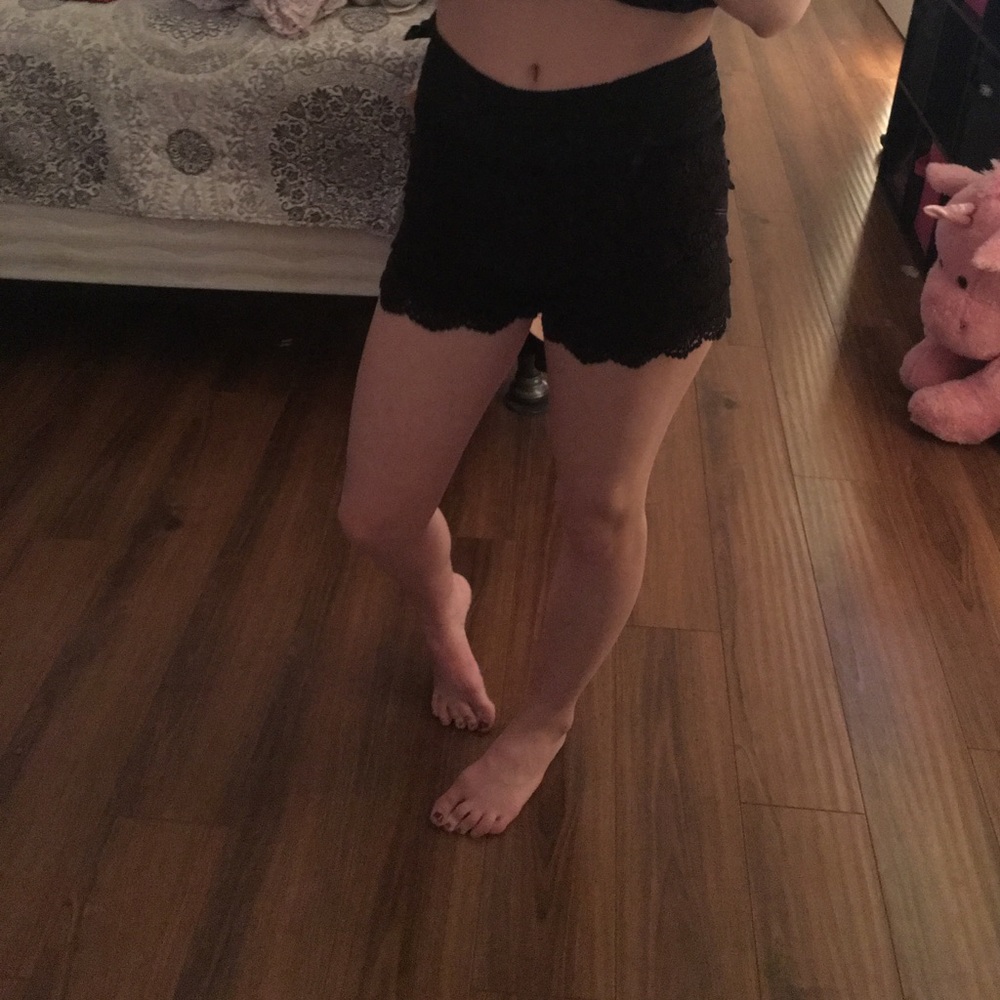 Black lace shorts