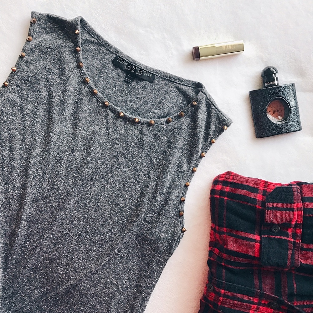 Topshop Studded Tank in Grey