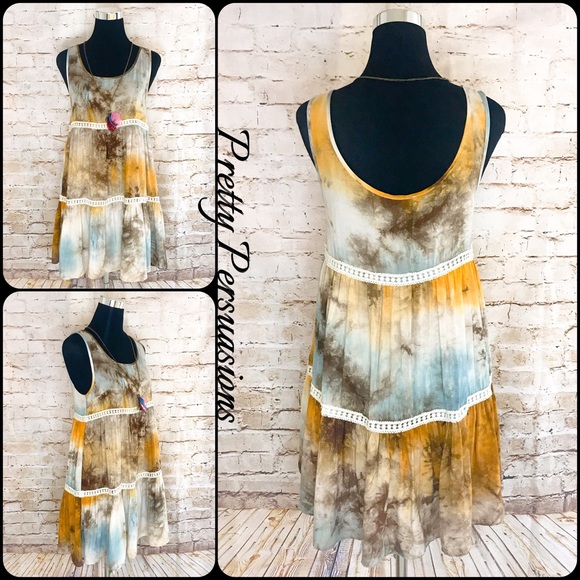 Burnt Yellow Viole & Lace Slip Dress - Picture 3 of 8