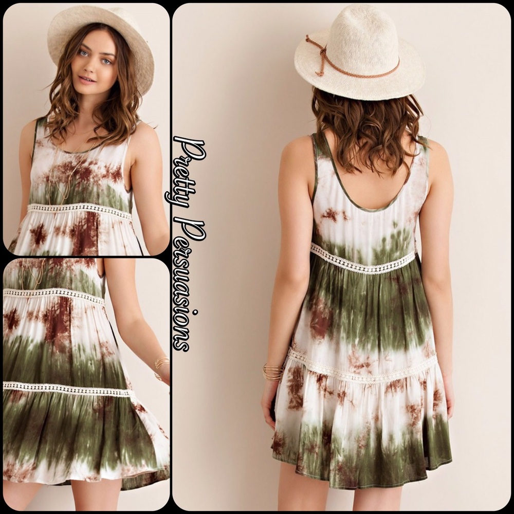 Green Tie Dyed Viole & Lace Slip Dress - Picture 2 of 3