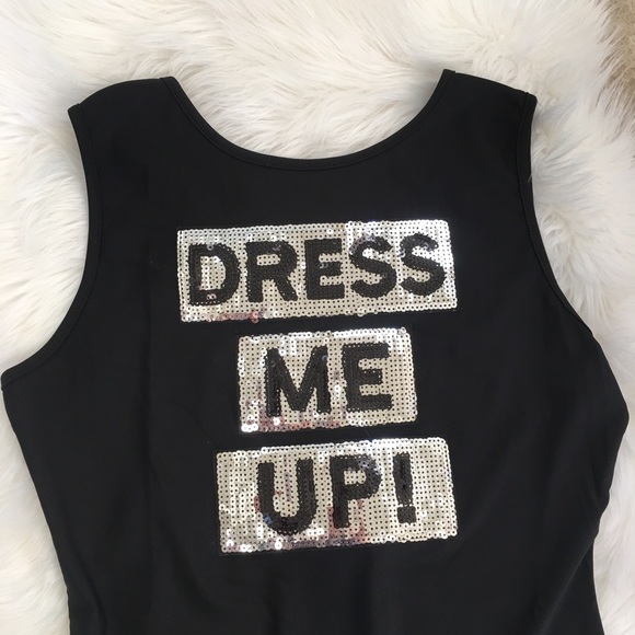 Hype L bodysuit black silver sequin stretch top - Picture 2 of 7