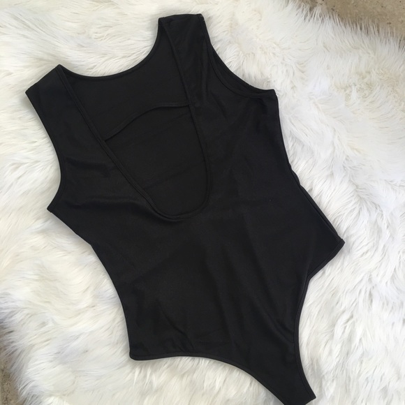 Hype L bodysuit black silver sequin stretch top - Picture 5 of 7