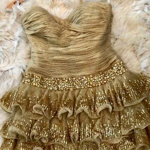 Gold Jeweled Sherri Hill Prom Dress Size 6