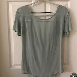 AS by DF silk Sz S drape back blouse Blue Grey