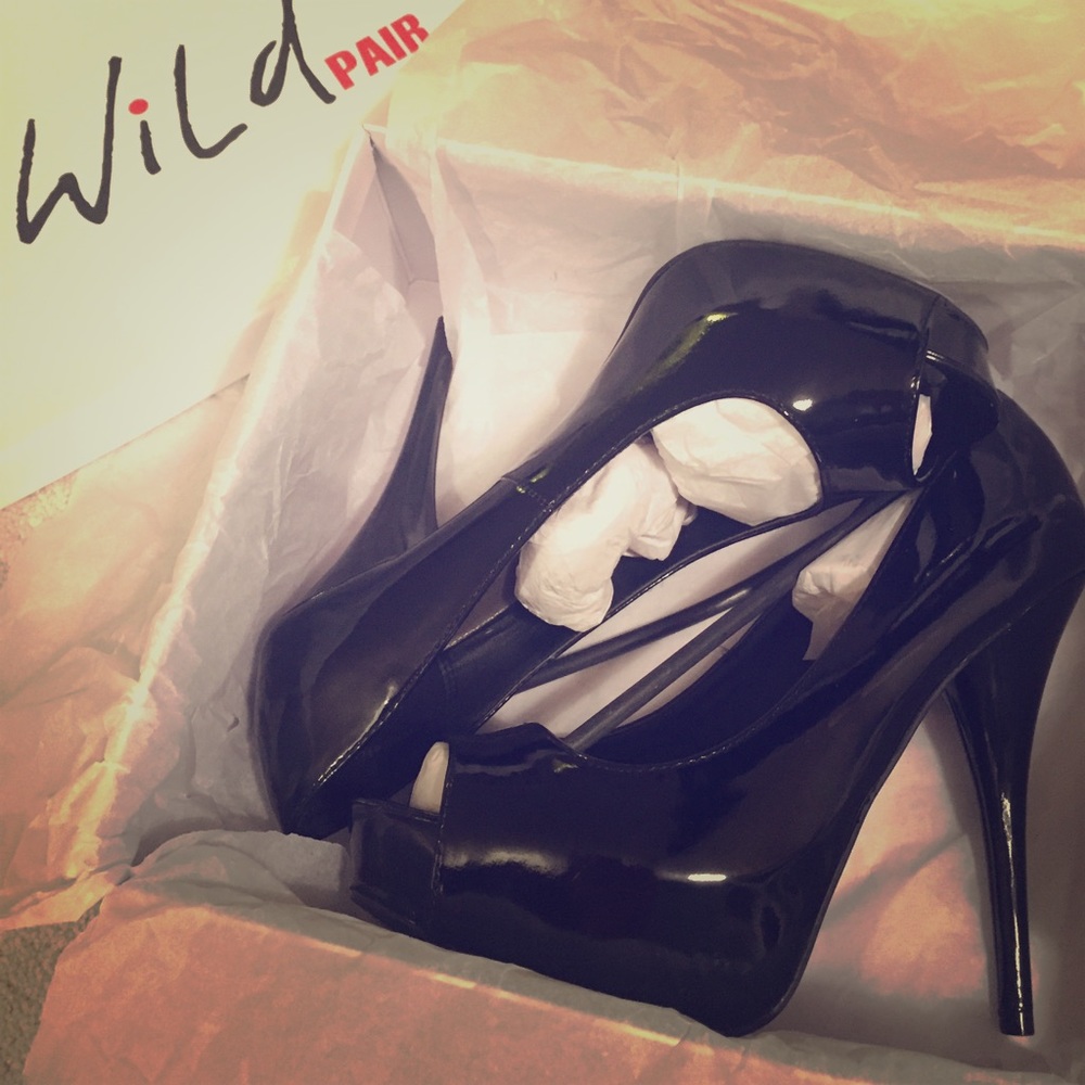 Black Patent Leather Platform High Heels