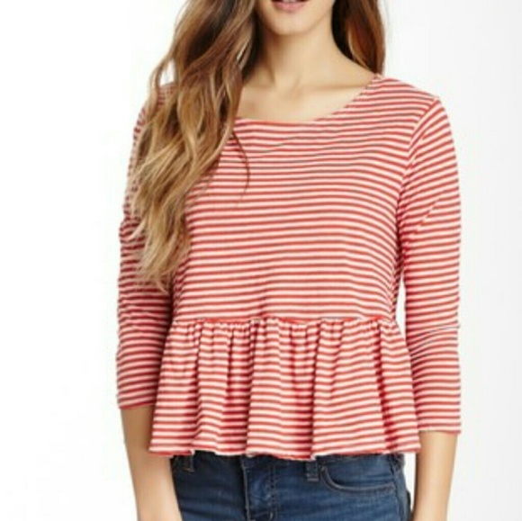 Free People Tops - Free People Striped NWT Peplum Shirt Size Medium