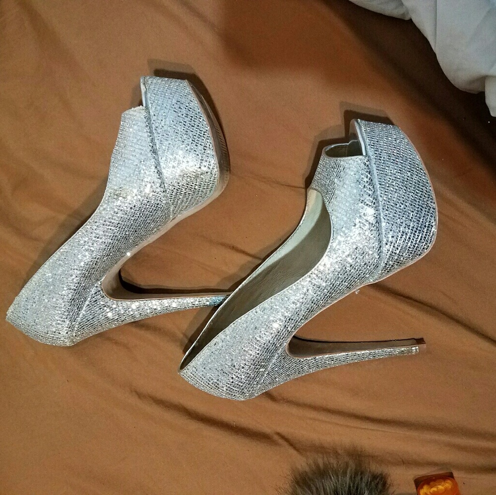Silver Glittery heels from Aldo