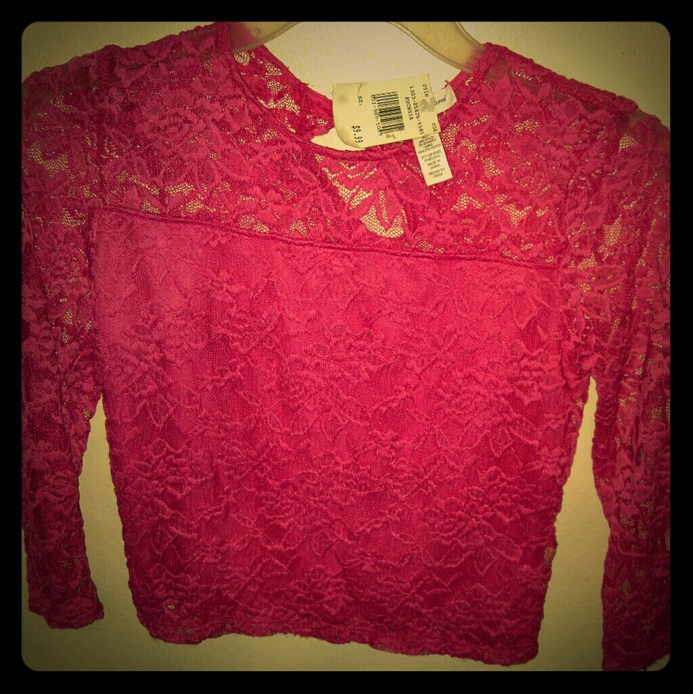 Ambience Apparel Fuchsia Lace Crop Top