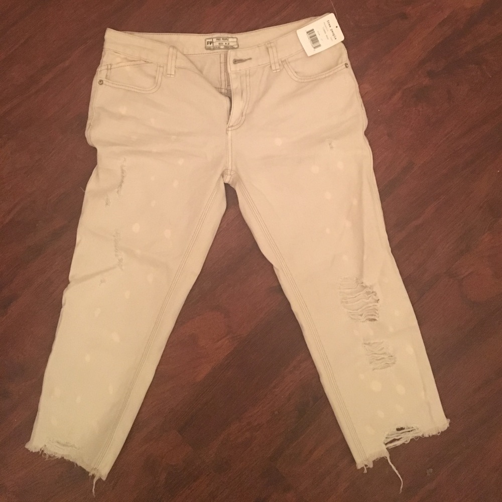 White washed free people capris