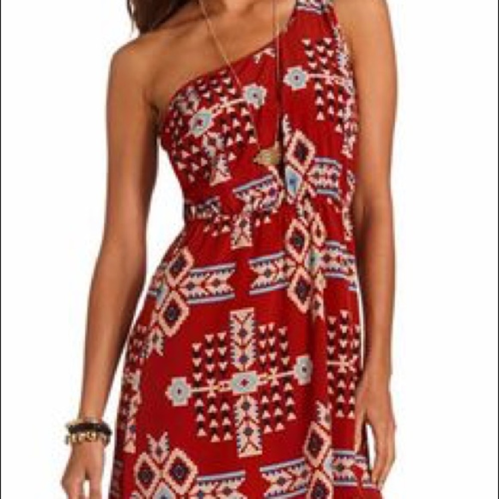 ✨FINAL PRICE✨One Shoulder Aztec Boho Mini Dress