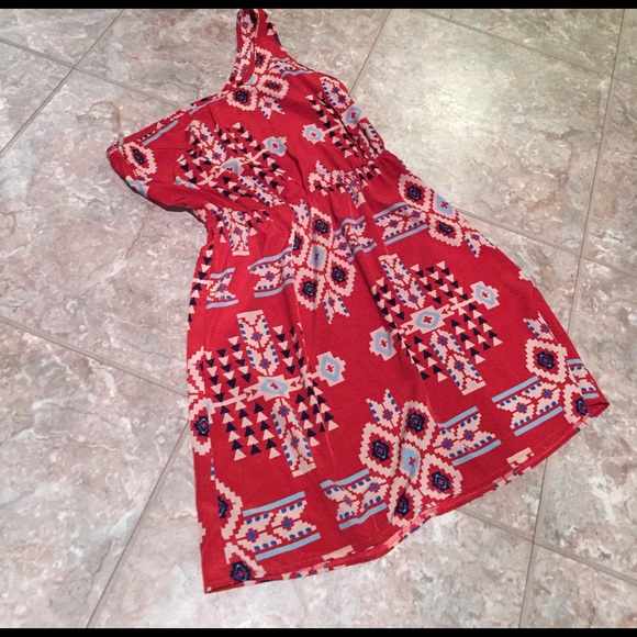 ✨FINAL PRICE✨One Shoulder Aztec Boho Mini Dress - Picture 2 of 4