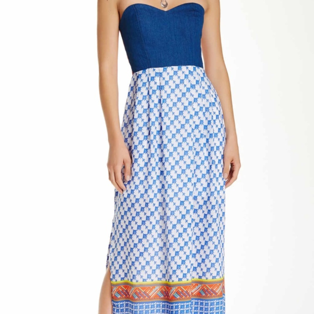 Jealous tomato Strapless Denim Bodice Dress