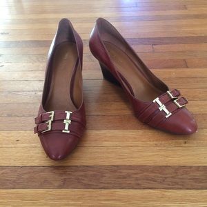 Nine West leather wedge, Zabaar in cognac