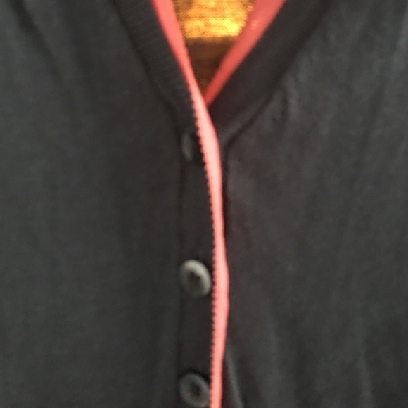 Gray/coral cardigan lightweight sweater - Picture 3 of 4