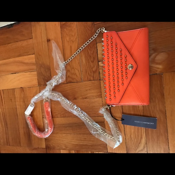 Rebecca Minkoff Orange Studded Crossbody NWT - Picture 4 of 8