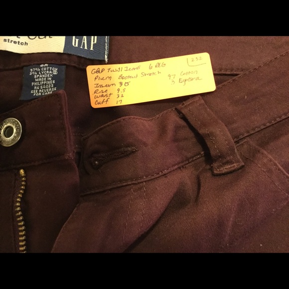 2 pairs! Gap Grey Flannel & Plum Sz 6 bootcut - Picture 4 of 5
