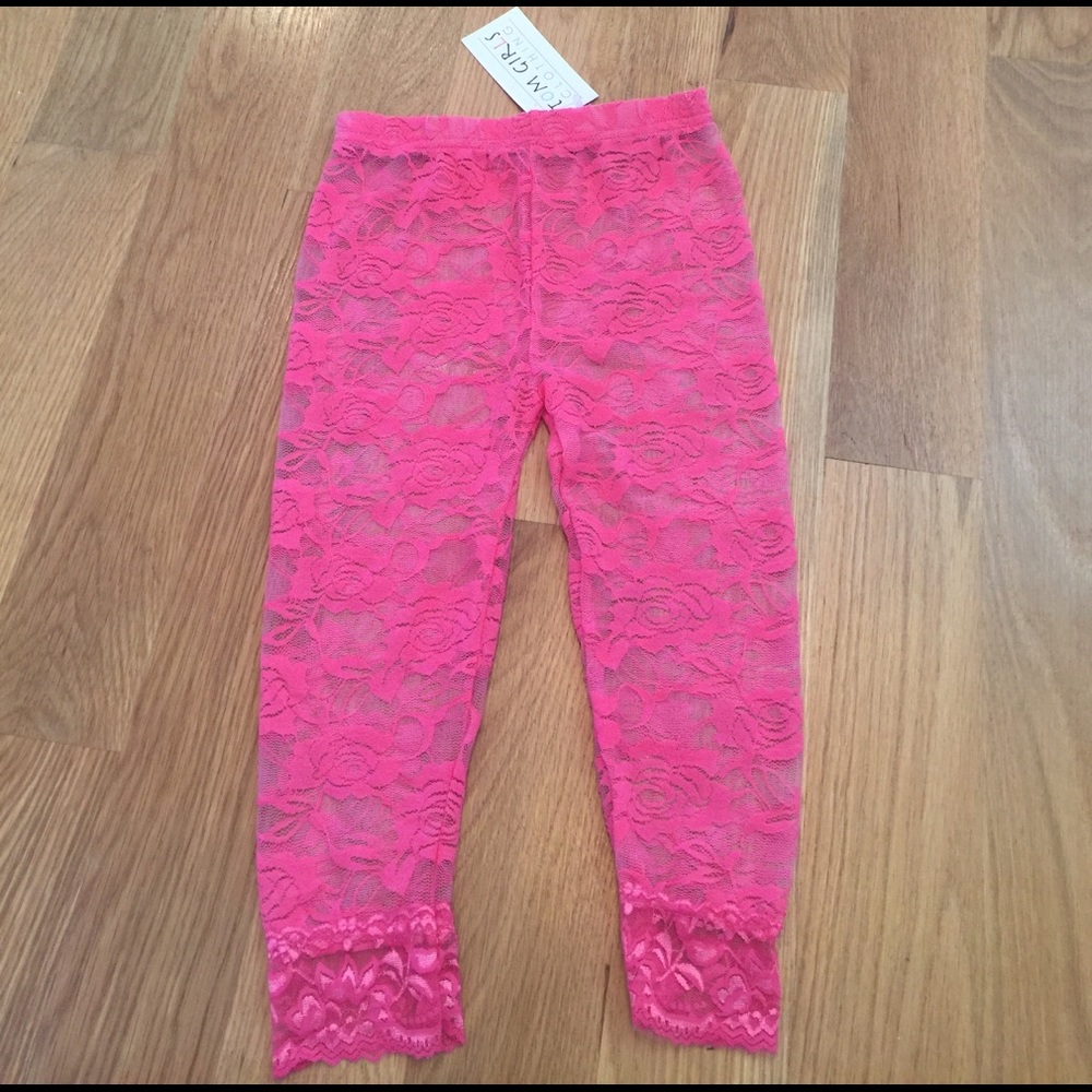 NWT Hot Pink lace leggings/Tights little girls sz6