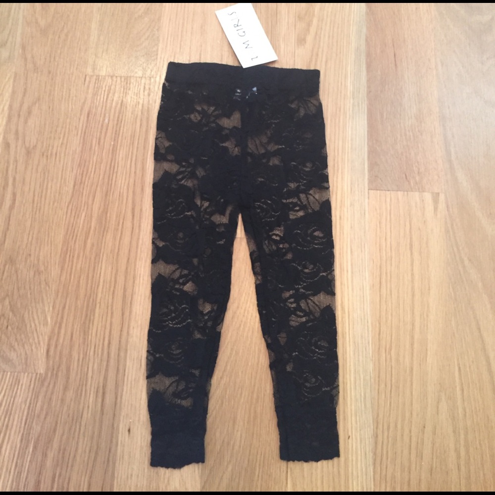 NWT Little Girls Blk Lace leggings/tights sz.2&6