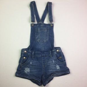 Sneak Peek Juniors Denim Distressed Short Overalls