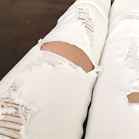 Opaque mid rise destroyed stretch skinny jeans - Picture 3 of 3