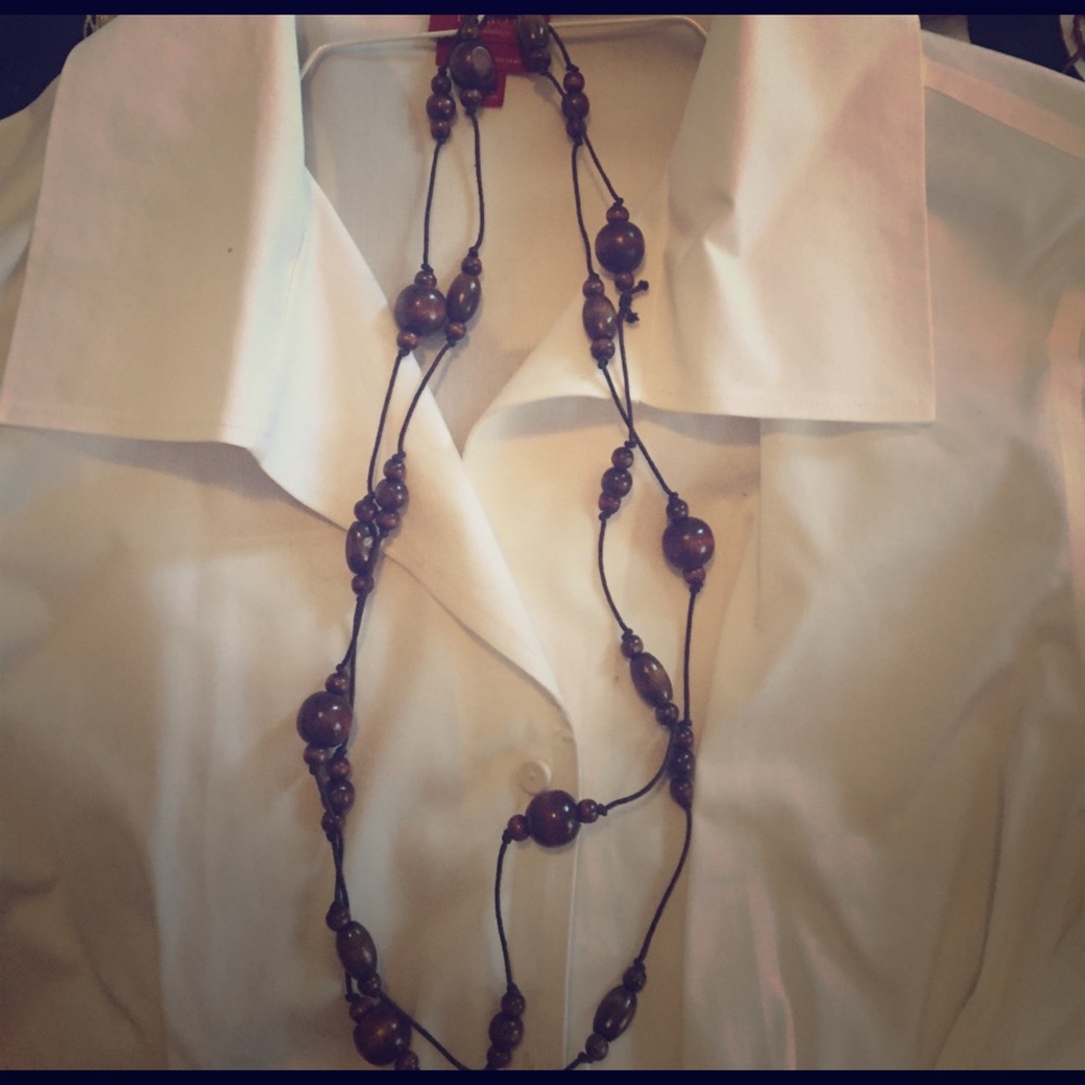 Brown wooden beaded necklace