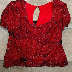 Red beaded formal top